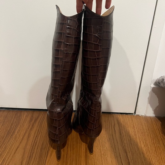 Schutz Chocolate Croc Boots - Picture 4 of 5